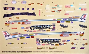 HOJA DE CALCOMANÍAS PARA REVELL'S 1/24 1958 PLYMOUTH CHRISTINE DRAG CAR MODELO KIT 85-7350 - Imagen 1 de 7