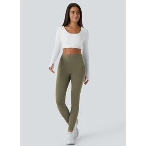 Halara Army Green High Waisted Side Pockets Athletic Yoga Leggings Size Medium - Picture 1 of 6