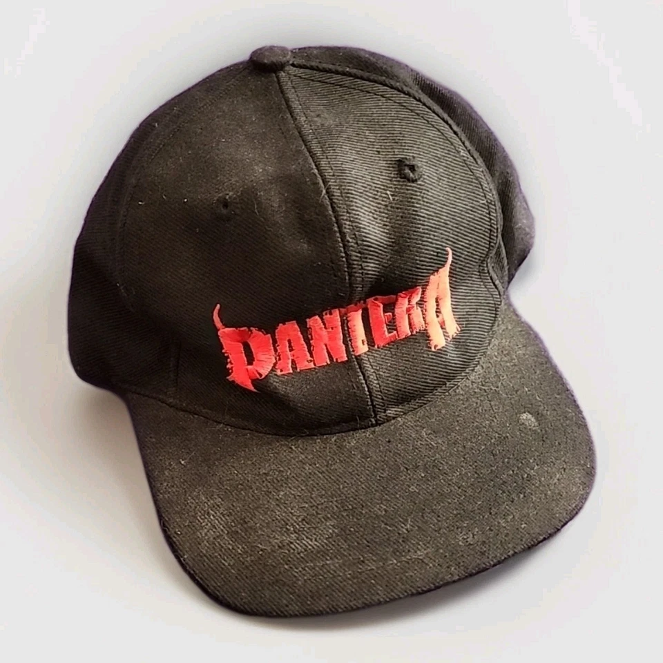 Vintage 90s | Pantera Snapback Hat Cap - Black Heavy Metal Band Wool | HTF Band - Image 1 of 4