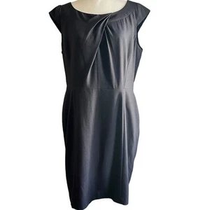 Anne Klein Gray Shift Dress Size 14 Sleeveless Back Zip Midi Power Minimalist - Picture 1 of 16