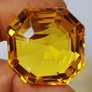 AAA+ Large Yellow Citrine 87.55 Ct. Square Cut Loose Gemstone for Ring & Pendant - Picture 1 of 7