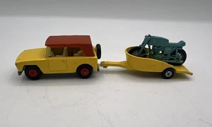 Vintage Lesney Matchbox No 18 Field Car, No 38 Trailer And Motorcycle England - Picture 1 of 7