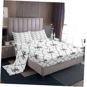 Bowknot Bed Sheets Set Full Bow Knot Sheet Set for Kids Butterfly Knot Bow  - Picture 1 of 7