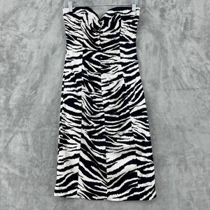 Vestido Cache Vintage 8 Sin Tirantes Bodycon Mobwife Estampado Animal Cebra Años 90 Ajustado - Imagen 1 de 10