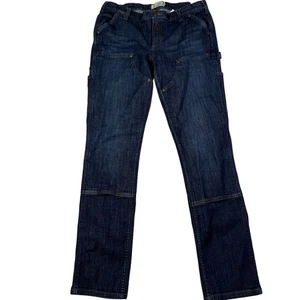 Carhartt Womens Slim Fit Straight Leg Dark Wash Carpenter Jeans Size 12 Tall - Picture 1 of 10