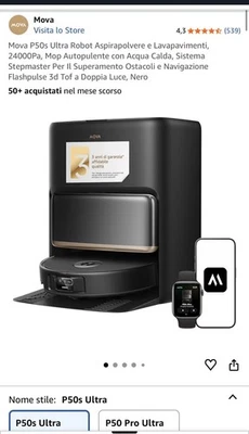 MOVA P50s  Ultra Complete Robot Aspirapolvere Lavapavimenti Smart - nero - Immagine 1 di 4