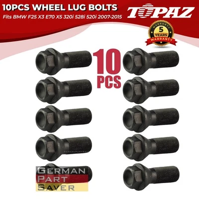 10 peças parafusos de roda compatível com BMW F25 X3 E70 X5 118 320 328 2007-2015 36136781151 - Imagem 1 de 3