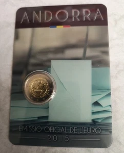 ANDORRA 2x 2 Euro 2015 "EU Zollabkommen und Wahlrecht" bankfrisch in Coincard - Bild 1 von 4