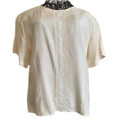 Top De Colección Informal Esquina Marfil Bordado Seda Y2K Mujer’s M Carrera Profesional Foto 1 de 4
