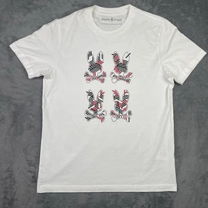 T-shirt Psycho Bunny uomo 5 media bianca rossa 4 teschio ossa incrociate logo audace spigoloso - Foto 1 di 11