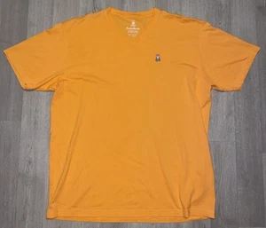 Psycho Bunny V-neck T-Shirt Size 9 XXXL Orange Embroidered Skull Bones Pima - Picture 1 of 11