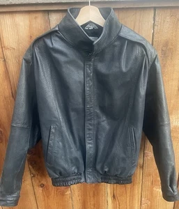 ALFANI Mens Black Luxury Sof Genuine Lambskin Leather Zip Jacket Insulated Sz.S - Picture 1 of 11