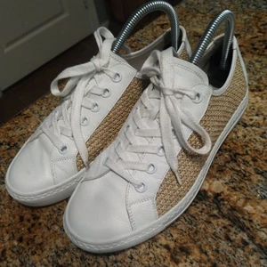 Paul Green Rachel Sneakers Woven Leather White Nature Combo Women's Size 5 - Picture 1 of 13