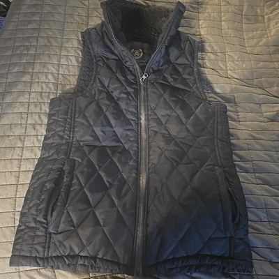 North 15 Small  Black Quilted Zipup Vest Womens Fur Lined  Winter Cold.   i - Image 1 of 4