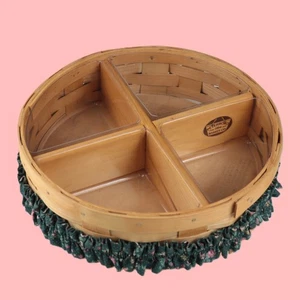 Peterboro Lazy Susan 12" Rotating Basket - Divided Sections + Inserts & Liner - Picture 1 of 9