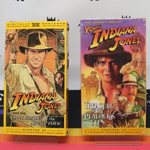 Indiana Jones And VHS Yellow Version Ch 24 Raiders + Young Indy Peacock's Eye - Picture 1 of 11