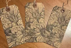 SET of 3 Lg. Primitive Hang Tags Fall Hang Tags Fall Sunflowers - Picture 1 of 1