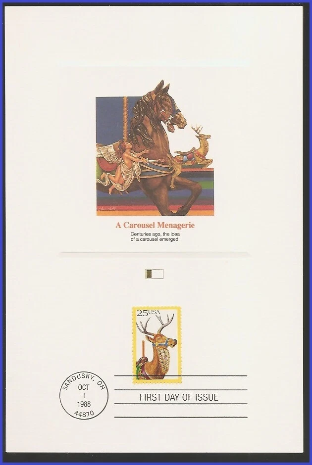 USA5 #2390 U/A FLEETWOOD PROOFCARD FDC   Deer Carousel Animals - Image 1 of 1