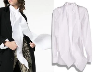 GIVENCHY Oversized White Cotton Poplin Pleated Scarf Detail Shirt 36 US 4 - Picture 1 of 6