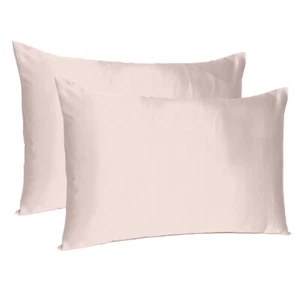 Satin Bed Pillowcase Soft 2Pcs Silk Bedding Throw Pillow Cover Solid Slipcover - Picture 1 of 183