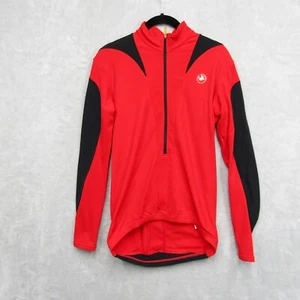 Castelli Cycling Mens Large Long Sleeve Jersey Jacket Red Black Pockets - Picture 1 of 12