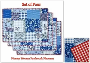 PIONEER WOMAN HERITAGE PATCHWORK REVERSIBLE PLACEMATS Set of FOUR 14" X 19” - Picture 1 of 4