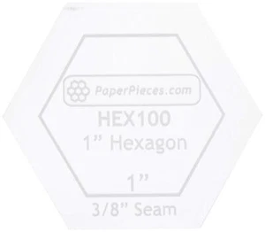 Paper Pieces (Z100ACR) Hexagon 1in Acrylic Fabric Cutting Template - Picture 1 of 1