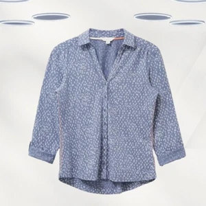Ex White Stuff Women's Long Sleeve Jersey Printed Shirt in Grey Dot (Defect) - Picture 1 of 4