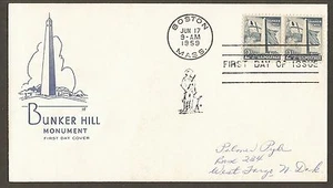 #1034  2 1/2c Bunker Hill - House of Farnam FDC pair - Picture 1 of 2