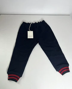 Gucci Kids 430958 X9D71 Sz 24M Cotton Navy Blue Jogger Sweatpants w/ Web Cuffs - Picture 1 of 10