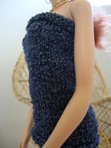 Hand Knit Doll Clothes Navy Sleeveless Top fits 16" fashion such as Tonner Tyler - Picture 1 of 2