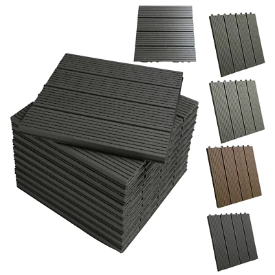 11 x WPC Decking Tiles Garden Patio Balcony Interlocking Composite Decking Floor - Image 1 of 4