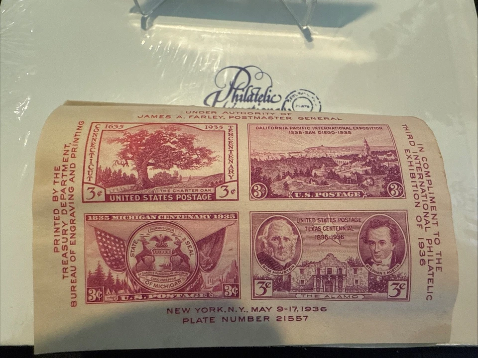 1936 3c Stamp Plate 21557 - International Philatelic Society Exhibition x25 - Image 1 of 3