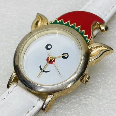 Reloj Hadley Roma Correa de Cuero Blanco Navidad Rudolph Reno Elfo FUNCIONA • ¡¡EN MUY BUEN ESTADO!! Foto 1 de 4