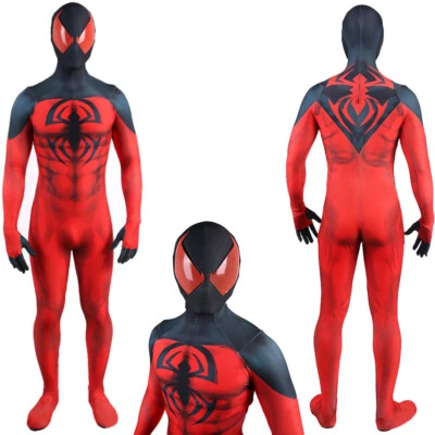2021 Scarlet Spider-Man Jumpsuit Spiderman Bodysuit Cosplay Costume Adult & Kids - Image 1 of 4
