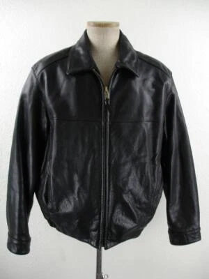 Men's L Andrew Marc New York Black Leather A-2 Flight Jacket Bomber Pilot's Vtg - Image 1 of 4