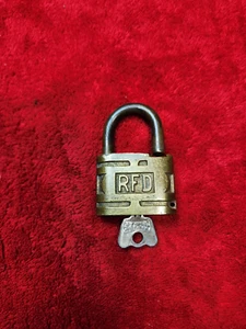 Antique RFD Mail Brass Padlock Rural Free Delivery With Key Small Lock Nice! - Picture 1 of 6