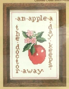Kit de agujas vintage WonderArt punto de cruz contado manzana al día decoración del hogar - Imagen 1 de 3