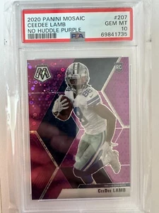 2020 Mosaic No Huddle Purple 207 CeeDee Lamb Dallas Cowboys RC Rookie PSA 10 /50 - Picture 1 of 1