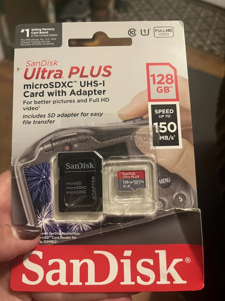 SanDisk Ultra PLUS microSDXC UHS-I 128GB Memory Card w/ Adapter Full HD Video - Image 1 of 1