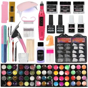 Nail Art Kit Set Professional Acrylic with Everything 60 Colors Acrylic Powder - Picture 1 of 10
