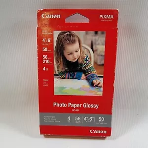 Papier photo jet d'encre brillant Canon Pixma GP-601 4"x6" 50 feuilles 50 livres authentique neuf - Photo 1/4