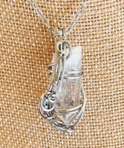 Crystal Quartz Pendant Necklace 22" Stainless Chain, known as 'Master Healing' - Picture 1 of 4