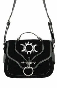 Restyle Triple Goddess Crescent Moons Sun Goth Punk Crossbody Satchel Purse Bag - Picture 1 of 12