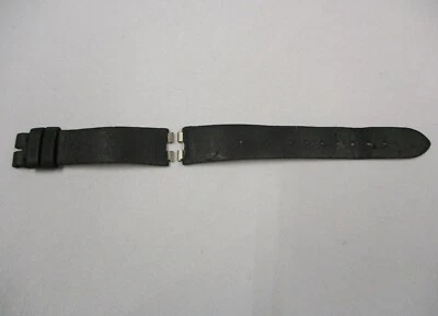 Correa de reloj Piaget 16 mm x 14 mm negra satinada sobre cuero con conexión única de orejetas Foto 1 de 4