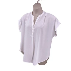 Blusa Camisa Allison Joy Mujer Blanca Talla XL Botón Cuello en V Tapa Mangas Cortas - Imagen 1 de 11
