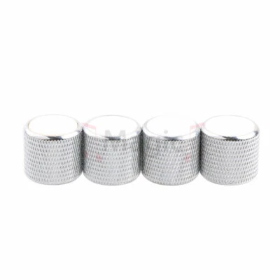 4x Guitar Bass Metal Control knob White Shell inlay volume tone knobs Chrome - Image 1 of 4