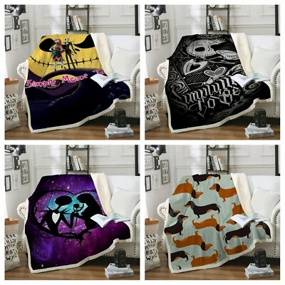 WONGS BEDDING Soft Warm Skull Faux Fur Fleece Blanket Throws for Sofa Chair Bed Single Double
