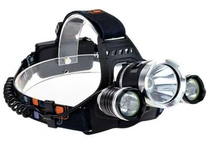 TORCIA LAMPADA FRONTALE LED RICARICABILE 3 LED 5000 LUMEN CREE T6 R5 RJ3000 - Foto 1 di 3