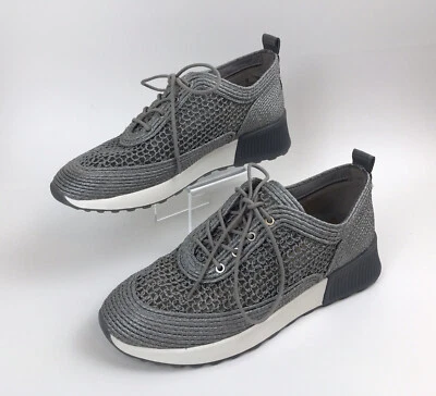 Sam Edelman Delma Woven Platform Moth Grey Raffia Sneaker Women’s Size 8 New - Image 1 of 4
